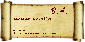 Berauer Arkád névjegykártya